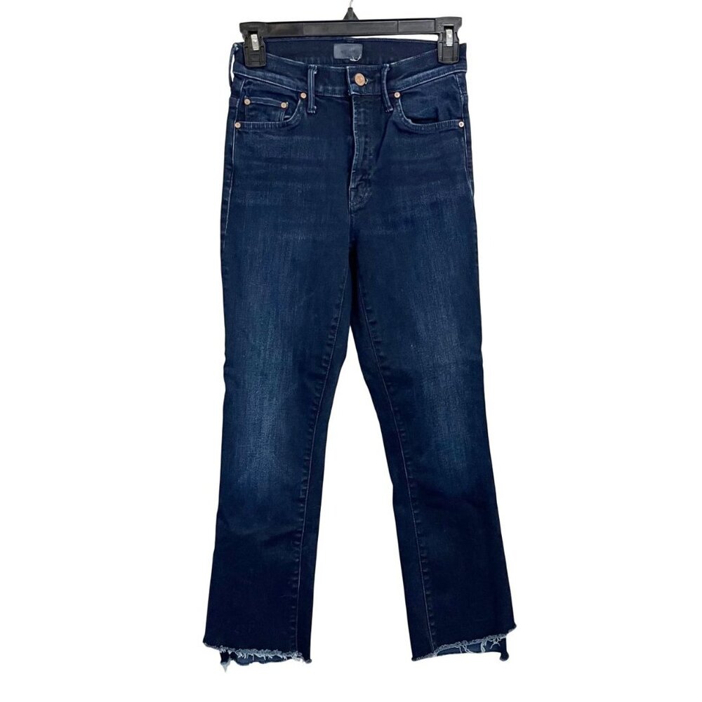 Mother The Insider Crop Step Fray Jeans After Party Dark Wash Denim - Size 24